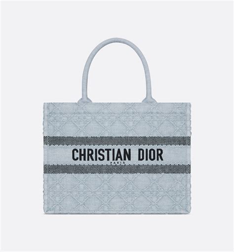 Borsa media Dior Book Tote Rafia Cannage celeste (36 x 27,5 x 